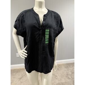 Crystal Comfort Women's Short Sleeve 100% Lyocell Top Size L Black NWT